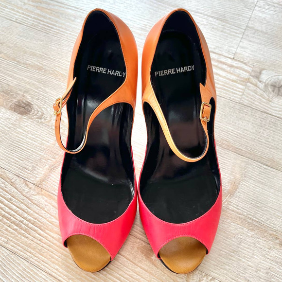 Pierre Hardy Colorblock Peep Toe Stiletto Pumps | Size 38 - Picture 5 of 11